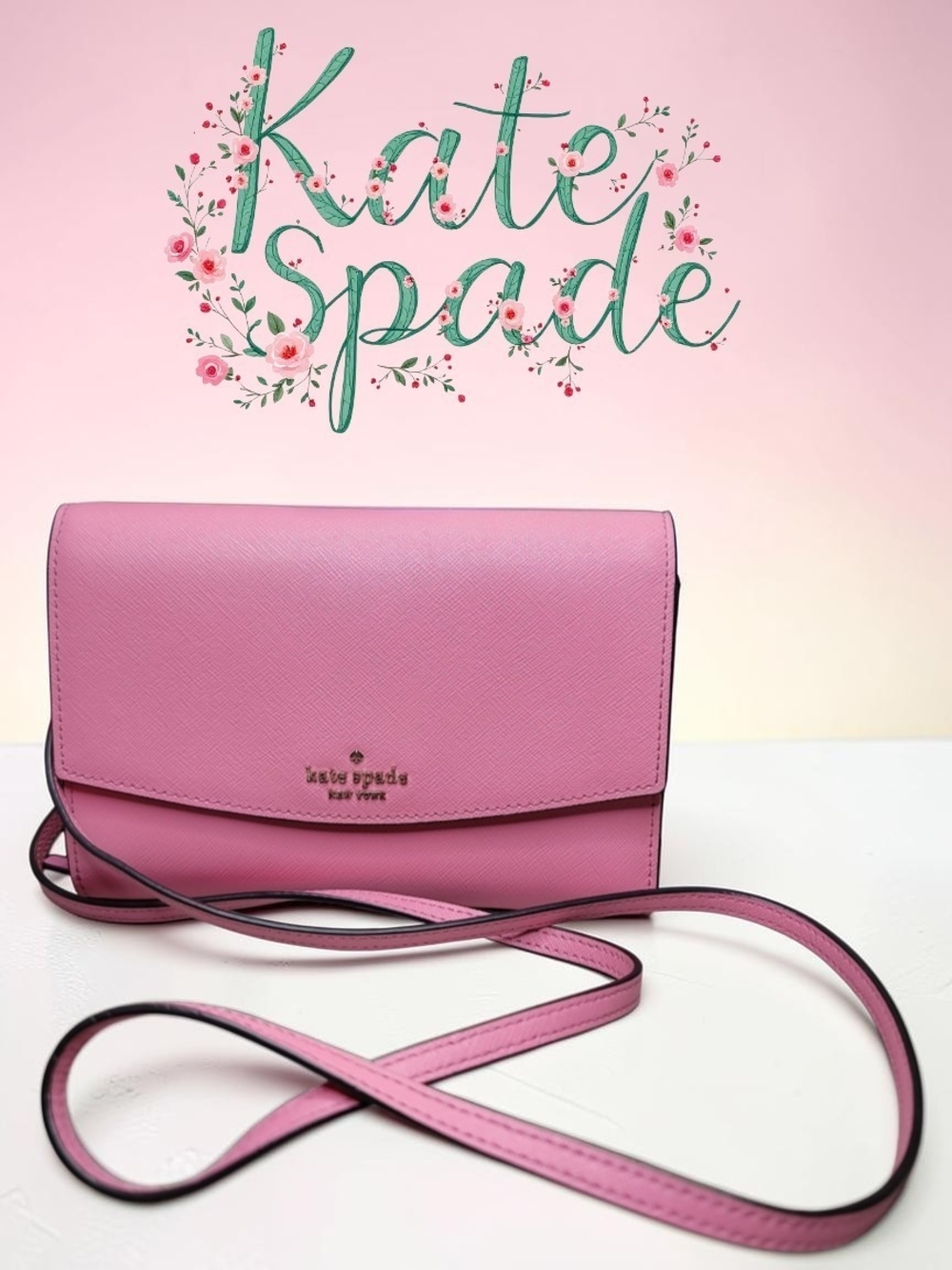 Kate Spade Pink Crossbody Wallet Excellent Condition With Dustbag